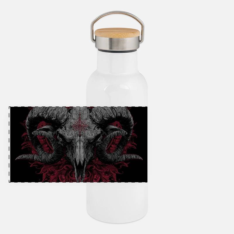 Dunkler Ramenschädel  Panorama Thermosflasche mit Bambusdeckel