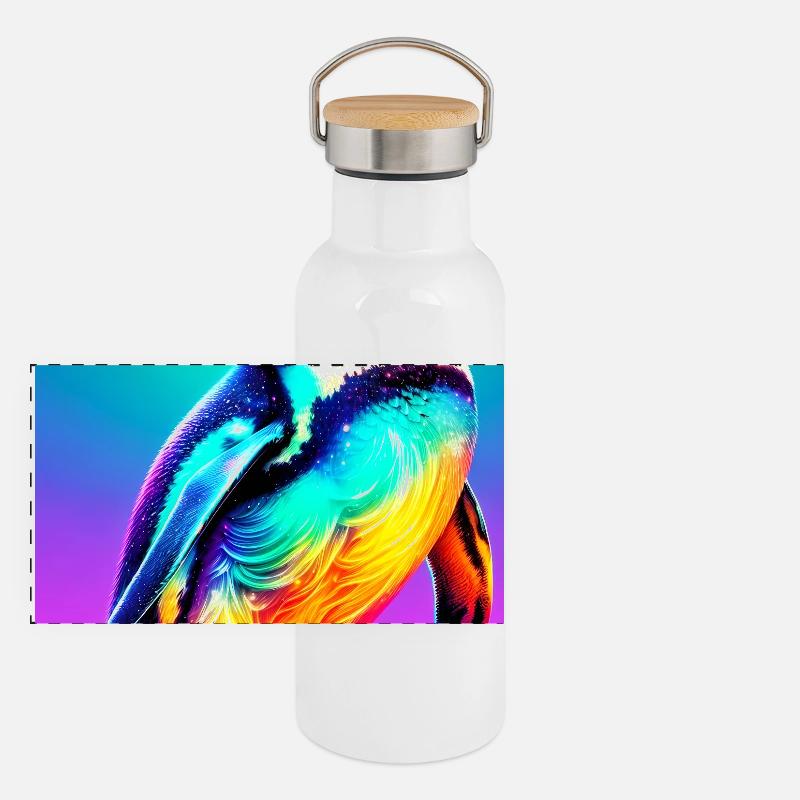 Pinguin Panorama Thermosflasche mit Bambusdeckel