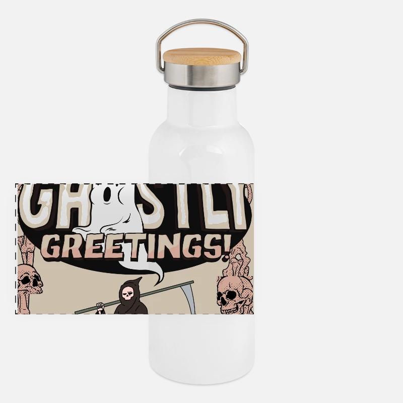 Geistlicher Sensenmann Grußdesign Panorama Thermosflasche mit Bambusdeckel