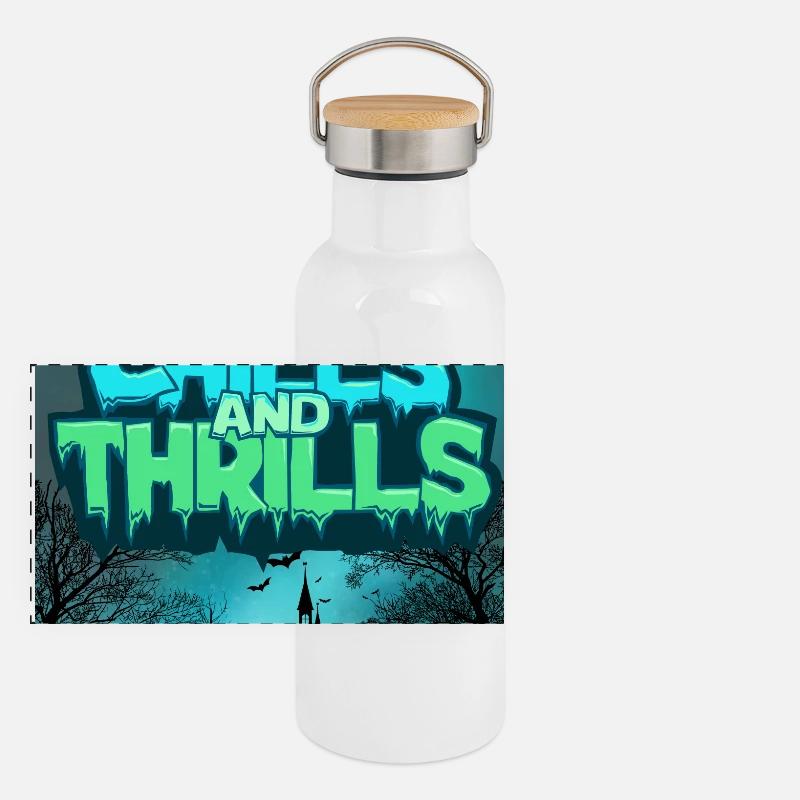 Dark creepy backdrop with lettering Panoramic Thermal Bottle with Bamboo Lid