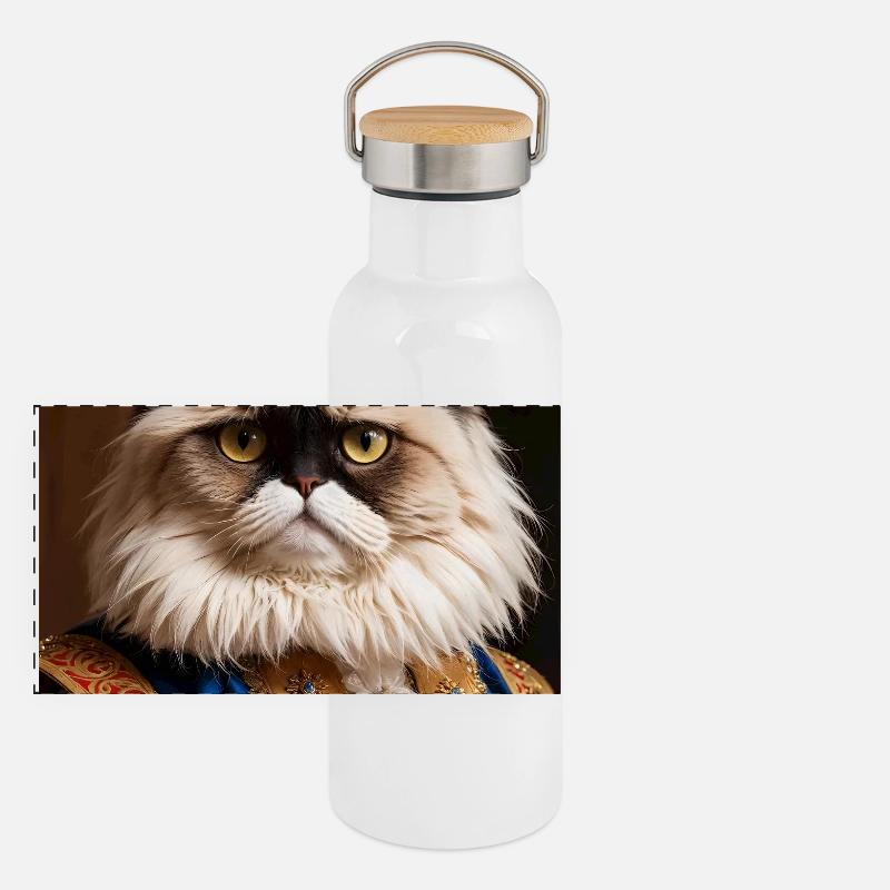 Königliche Samtpfote – Die Aristokraten-Katze Panorama Thermosflasche mit Bambusdeckel