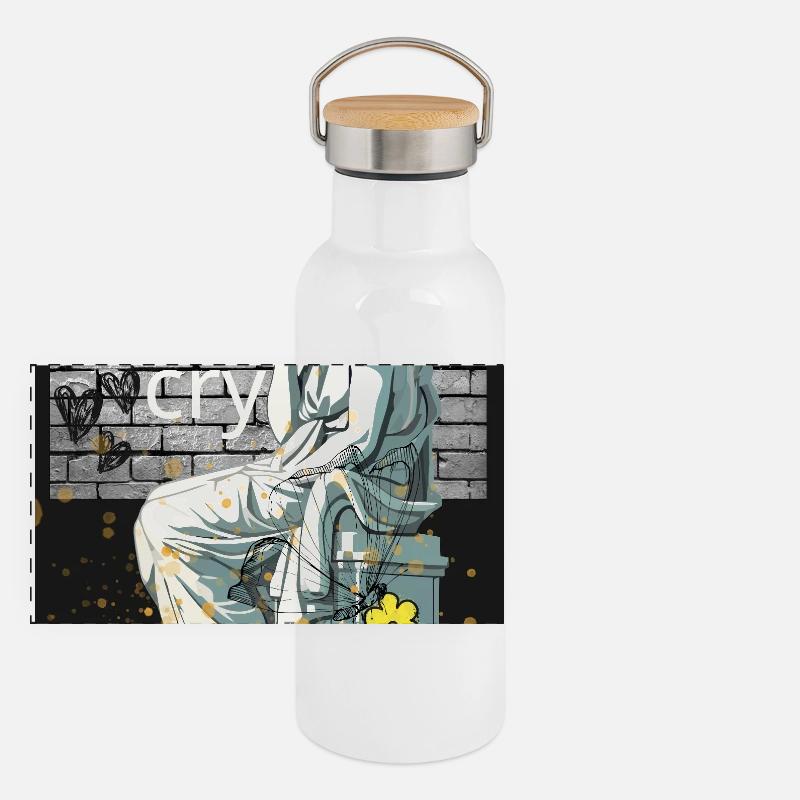 Don't Cry Panoramic Thermal Bottle with Bamboo Lid