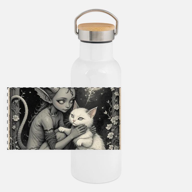 Mondschein-Dämon Panorama Thermosflasche mit Bambusdeckel