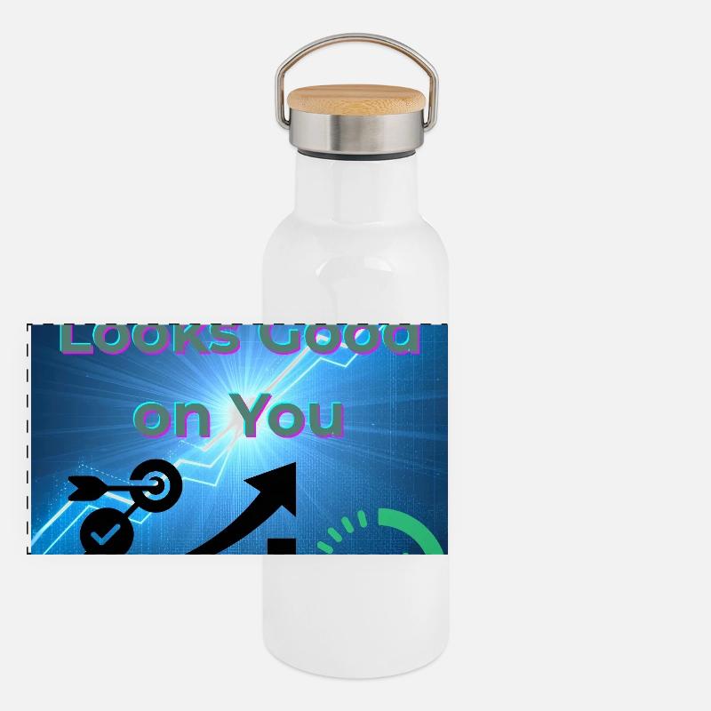 Fortschritt steht dir gut – Motivational Growth D Panorama Thermosflasche mit Bambusdeckel