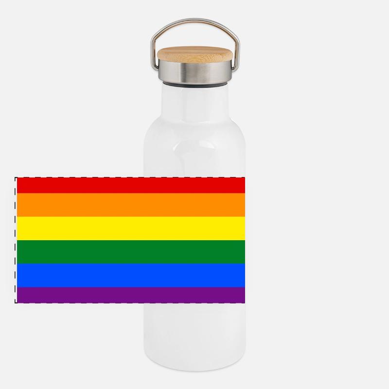 autocollant gay pride drapeau drapeau arc-en-ciel lgbt Gourde isotherme avec bouchon en bambou