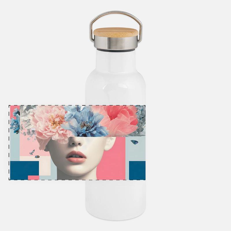 Abstract floral femininity Panoramic Thermal Bottle with Bamboo Lid