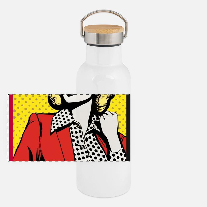 Pop Art Lady Red Blazer À Pois Chemisier Mode Gourde isotherme avec bouchon en bambou