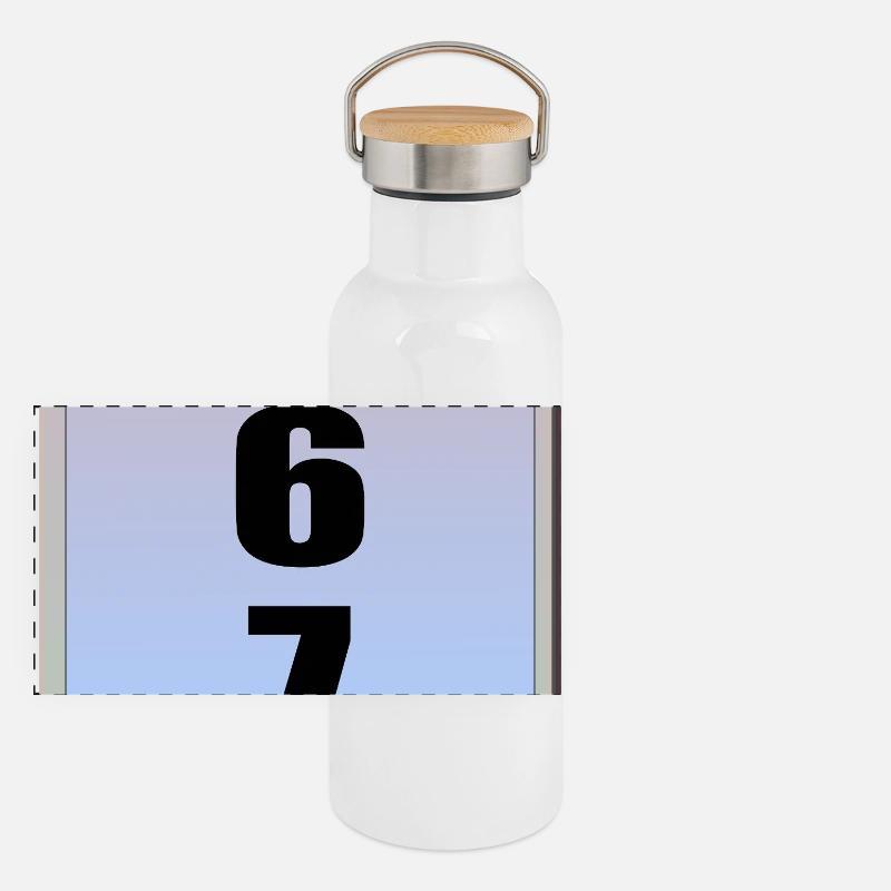Sechs Sieben 6 7 Meme Panorama Thermosflasche mit Bambusdeckel