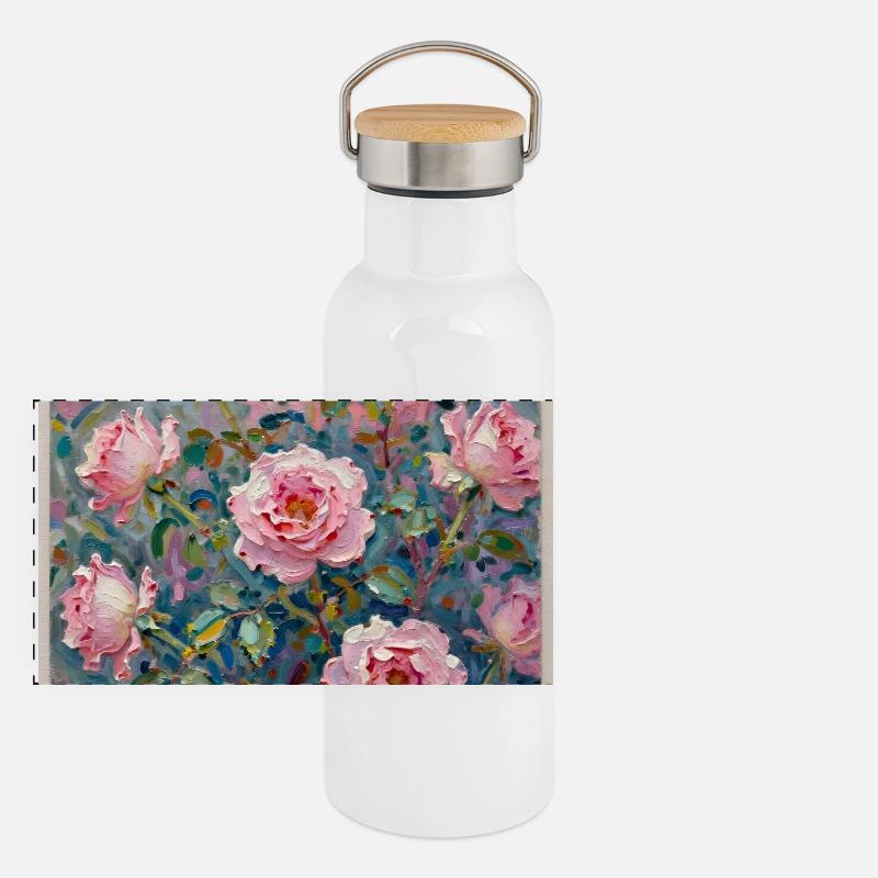 Impâte rose dans un jeu de couleurs Gourde isotherme avec bouchon en bambou
