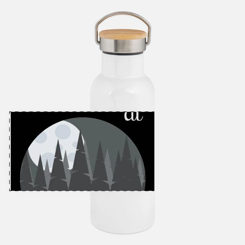Ich werde auf dem Campingplatz sein Panorama Thermosflasche mit Bambusdeckel