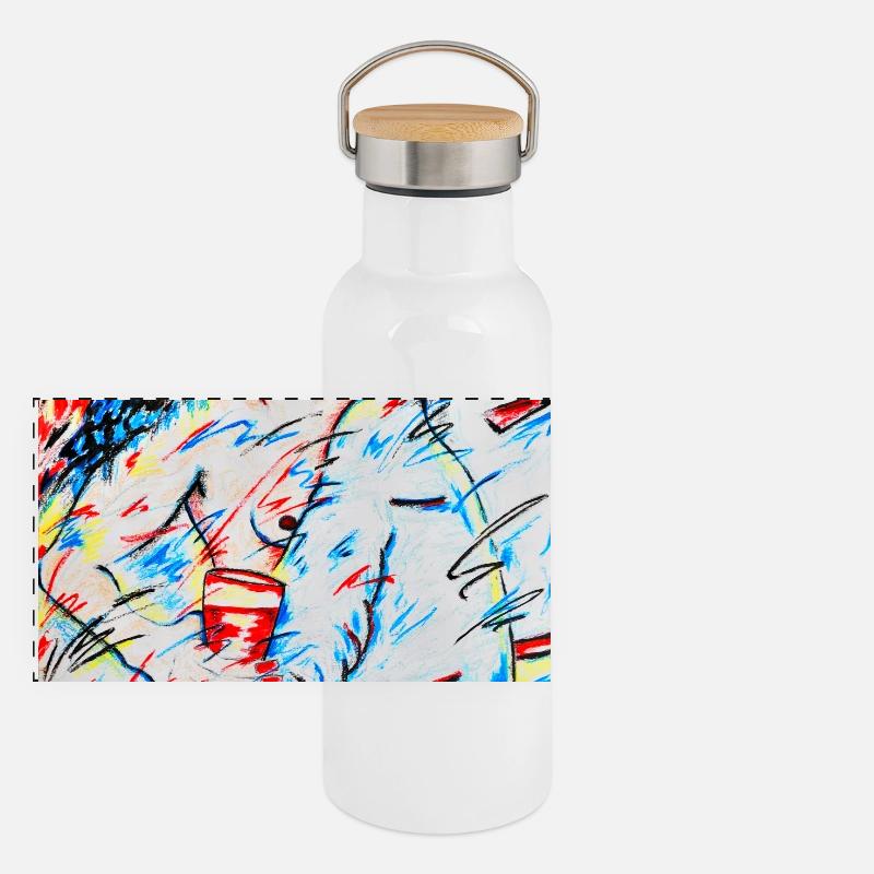 Escort Mädchen Panorama Thermosflasche mit Bambusdeckel