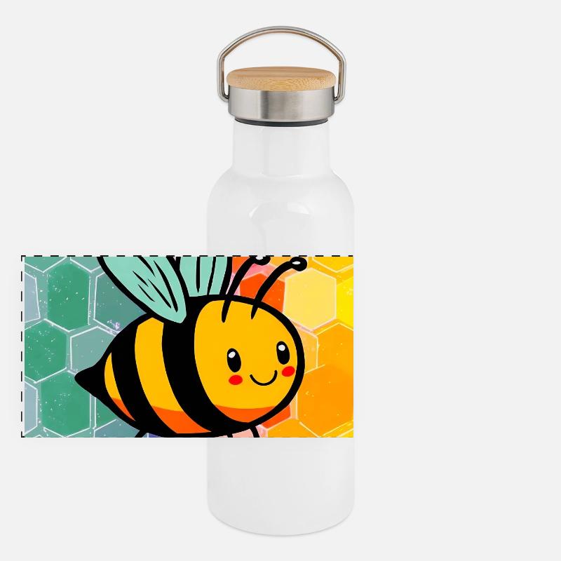 Biene Panorama Thermosflasche mit Bambusdeckel