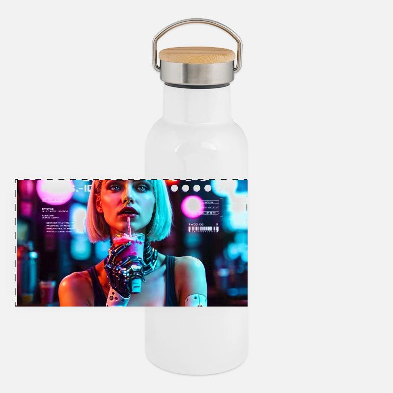 Neon dreams Panorama Thermosflasche mit Bambusdeckel