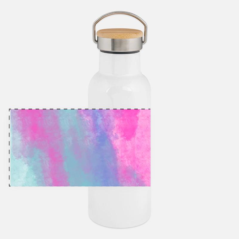 Gradient- Spring personalisierbar Panorama Thermosflasche mit Bambusdeckel