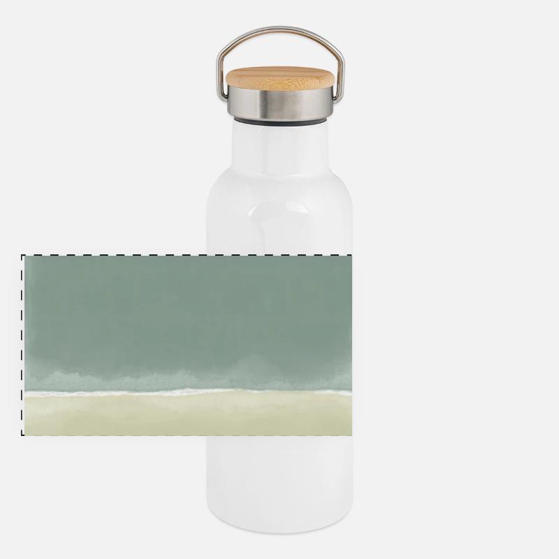 Green blocks - customizable Panoramic Thermal Bottle with Bamboo Lid