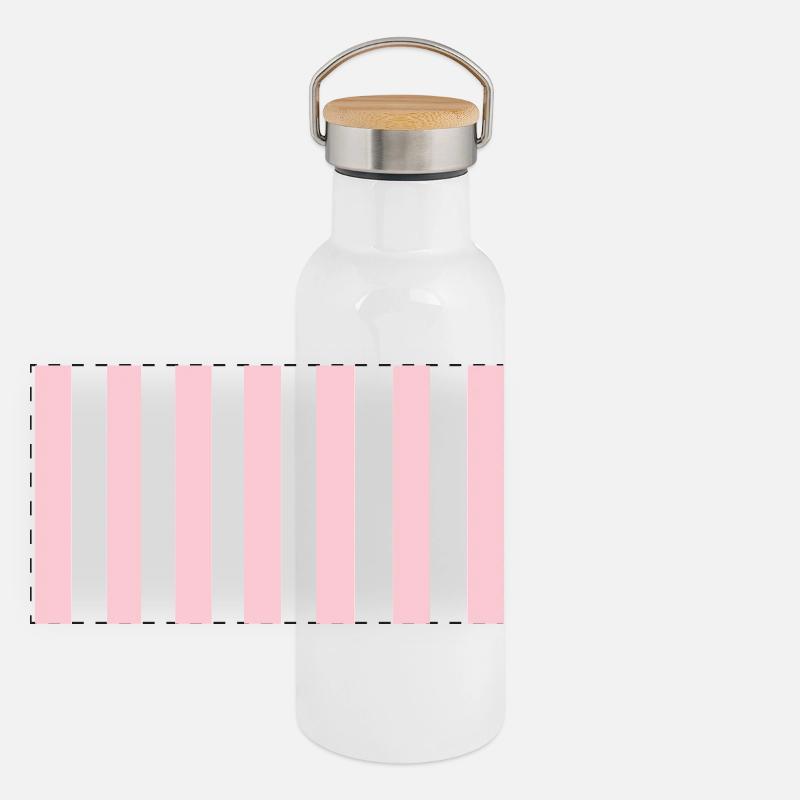 Rayures - rose blanc personnalisable Gourde isotherme avec bouchon en bambou