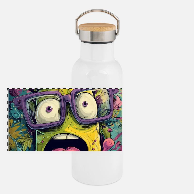 Ananas psychédélique avec lunettes Gourde isotherme avec bouchon en bambou
