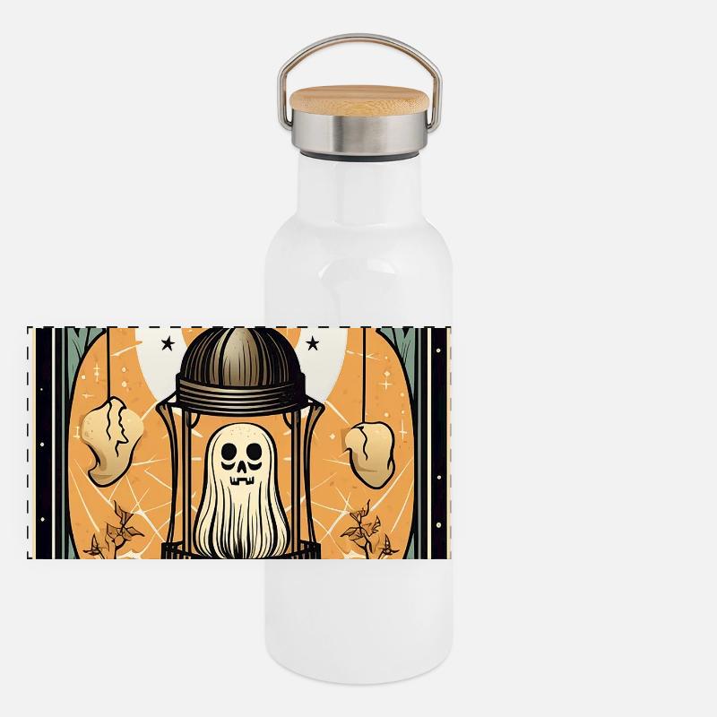 Geist in einem Käfig Tarot Käfig Panorama Thermosflasche mit Bambusdeckel