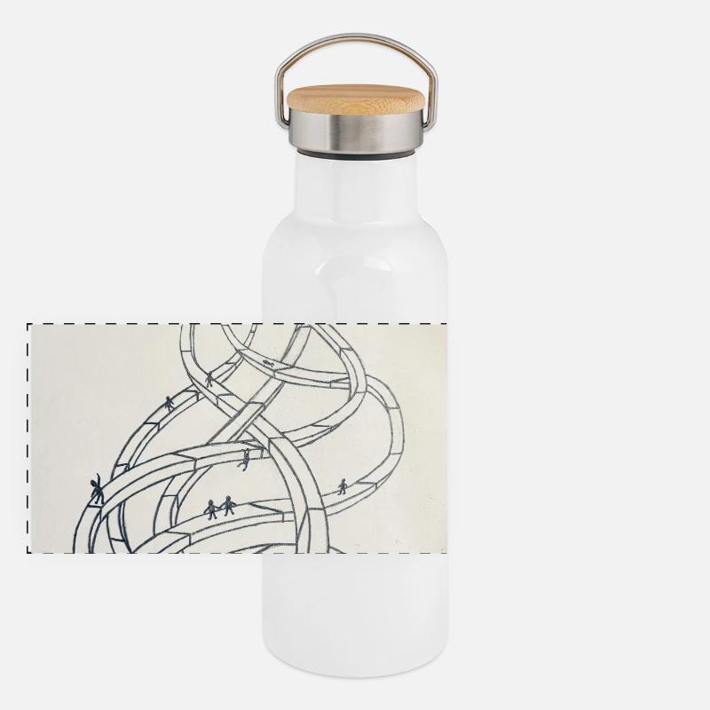 Loop labyrinth of paths Panoramic Thermal Bottle with Bamboo Lid