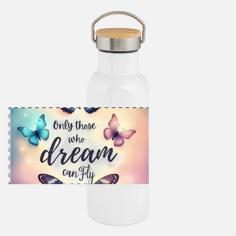 Dreaming Makes You Fly Panoramic Thermal Bottle with Bamboo Lid