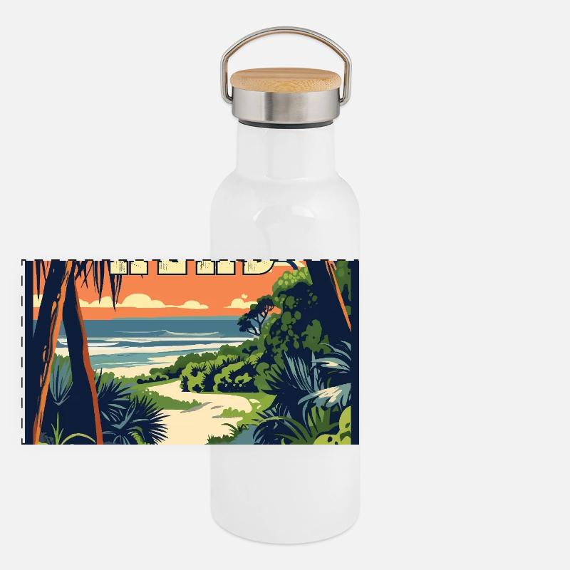 Découvrez le charme de Hilton Head en Caroline du Sud Gourde isotherme avec bouchon en bambou