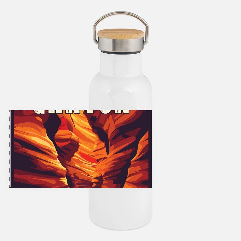 Entdecken Sie die Wunder des Antelope Canyon in Arizona Panorama Thermosflasche mit Bambusdeckel