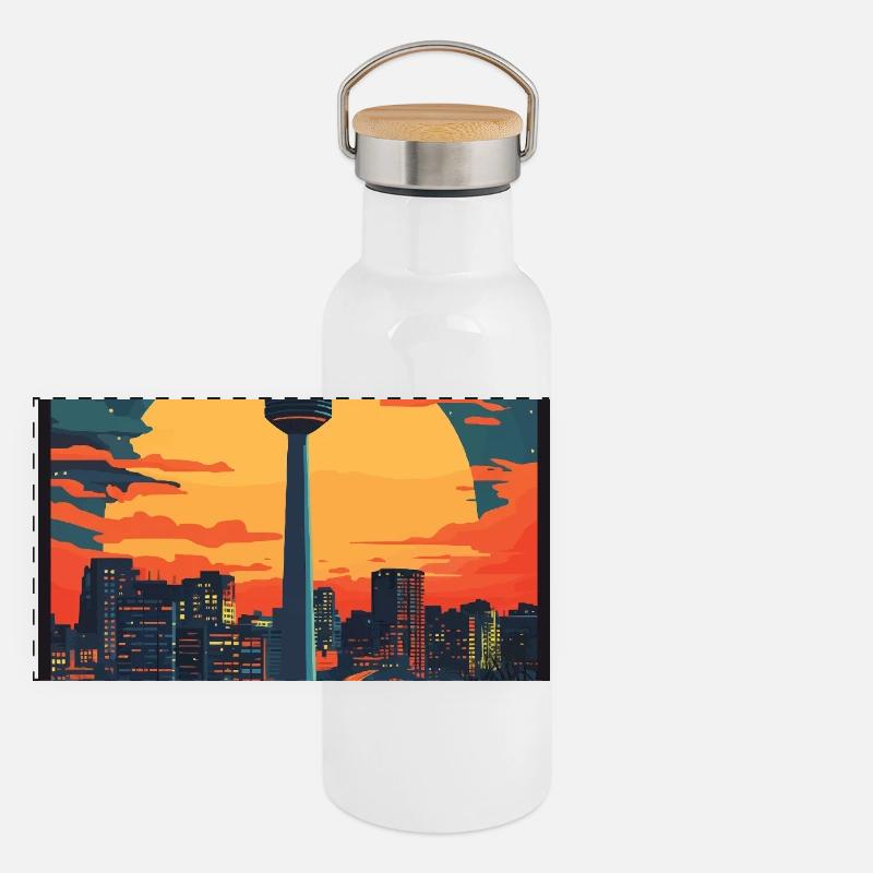 Entdecken Sie das lebendige Daegu in Südkorea Panorama Thermosflasche mit Bambusdeckel