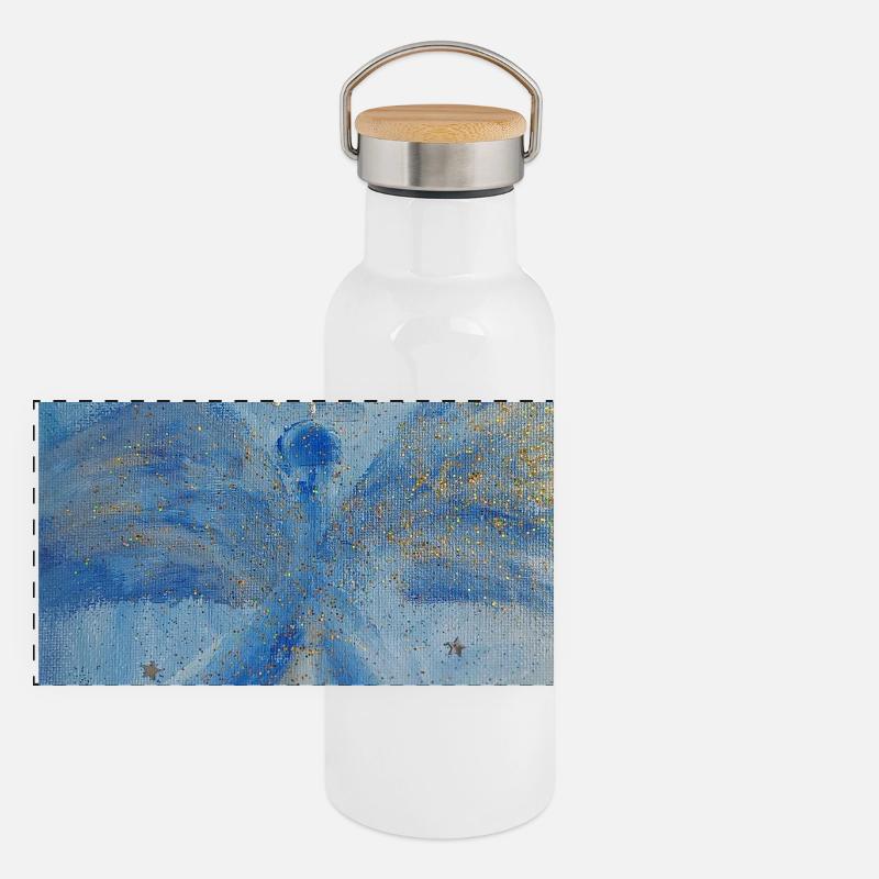 Erzengel Michael Engelbild Panorama Thermosflasche mit Bambusdeckel