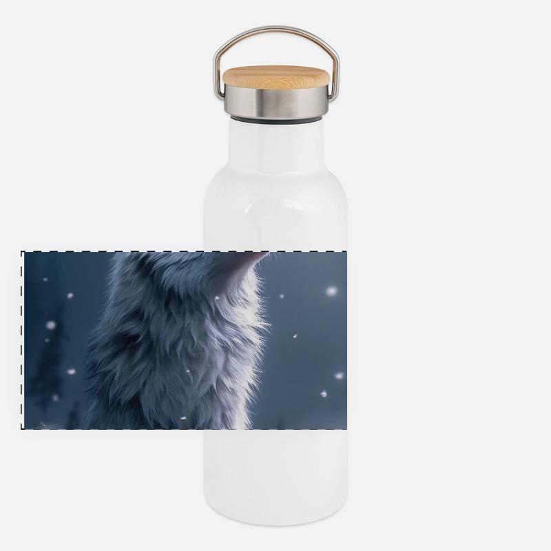 Poster Illustration de Loup Blanc Gourde isotherme avec bouchon en bambou