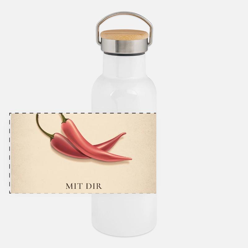 Mit dir Chilli am liebsten Panorama Thermosflasche mit Bambusdeckel