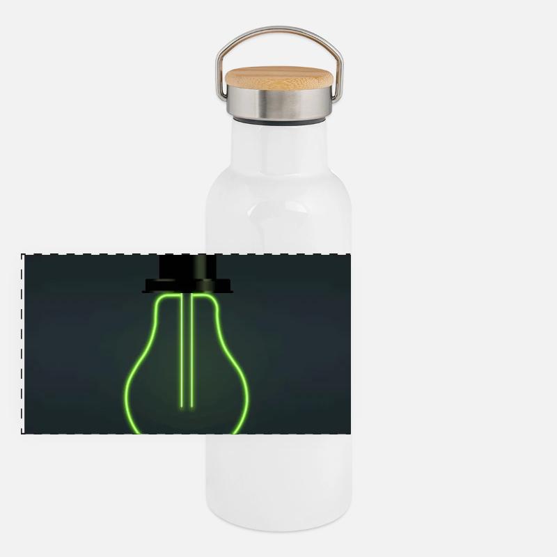 Neon Light Bulb – Minimalist Idea Design Panoramic Thermal Bottle with Bamboo Lid