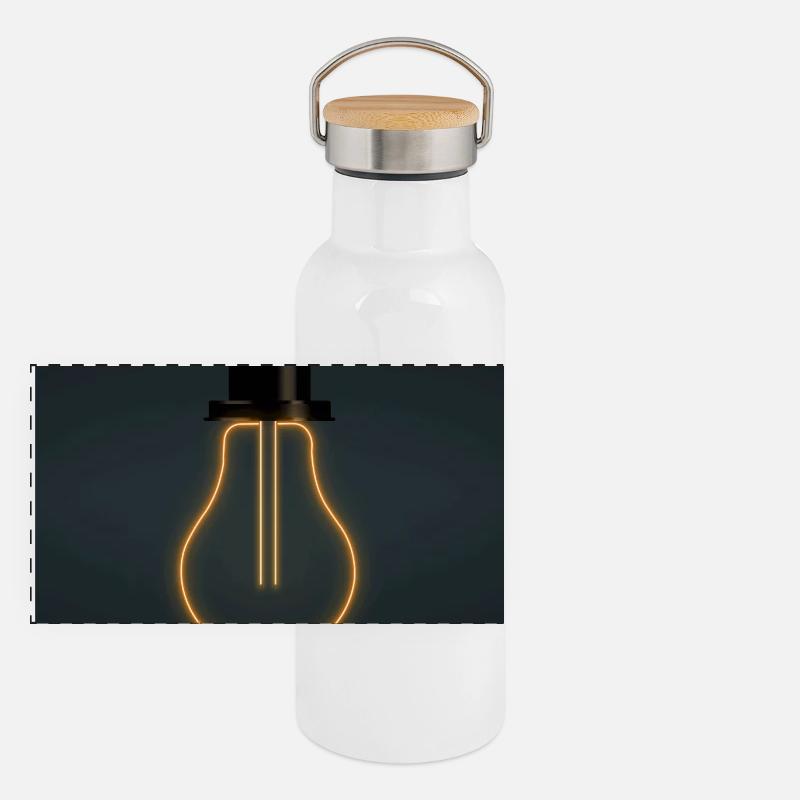 Light It Up – Neon Glühbirne Poster Panorama Thermosflasche mit Bambusdeckel