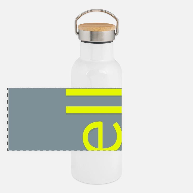 Hello – Modern Minimal Typografie Design Panorama Thermosflasche mit Bambusdeckel
