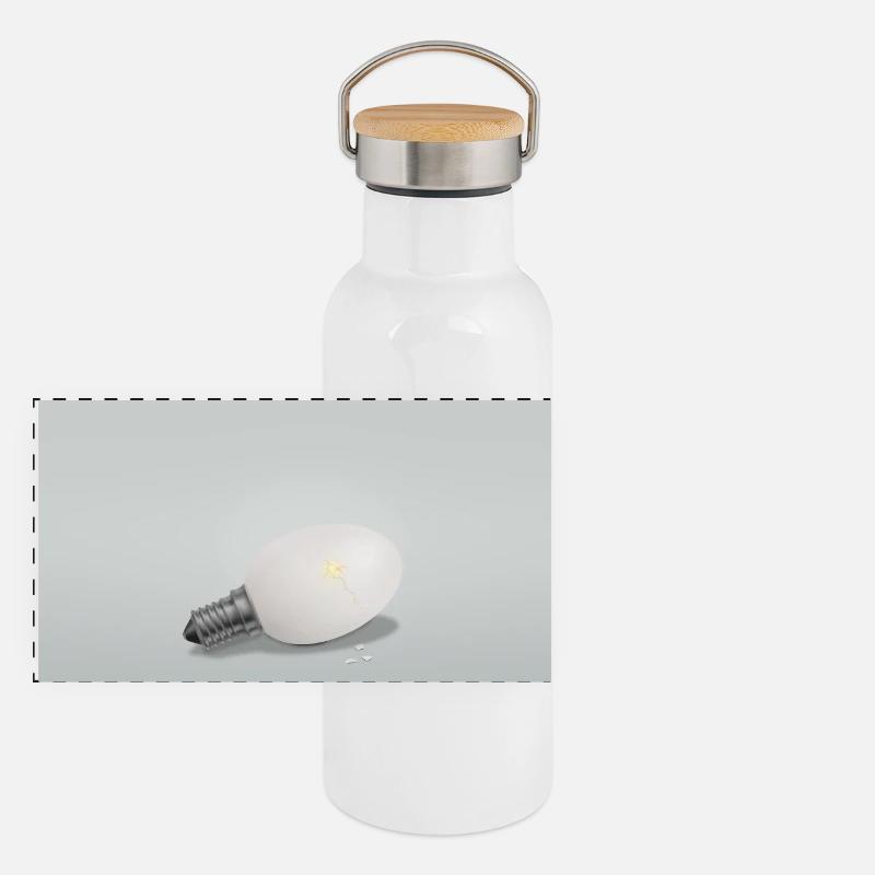 Crack The Idea Motivation Minimal Design Panorama Thermosflasche mit Bambusdeckel