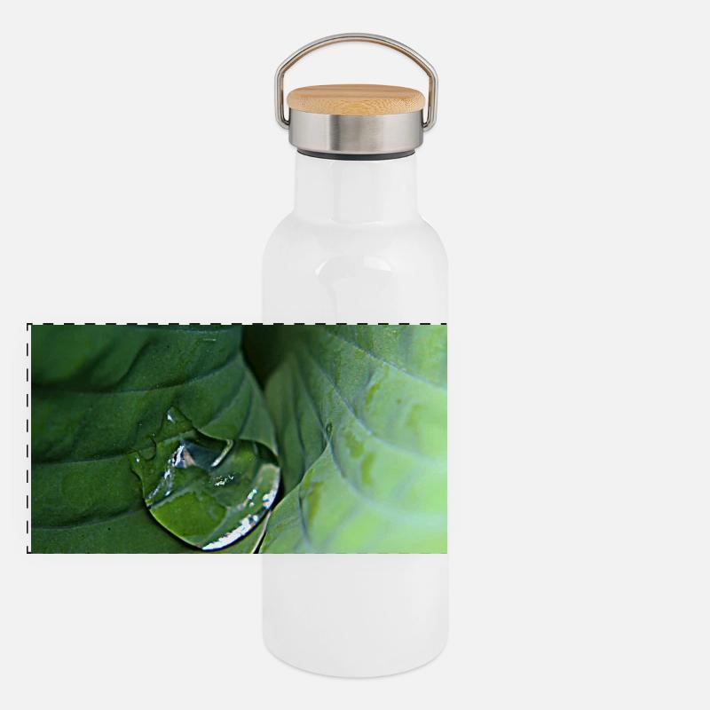 Leafy green tropical dew Panoramic Thermal Bottle with Bamboo Lid