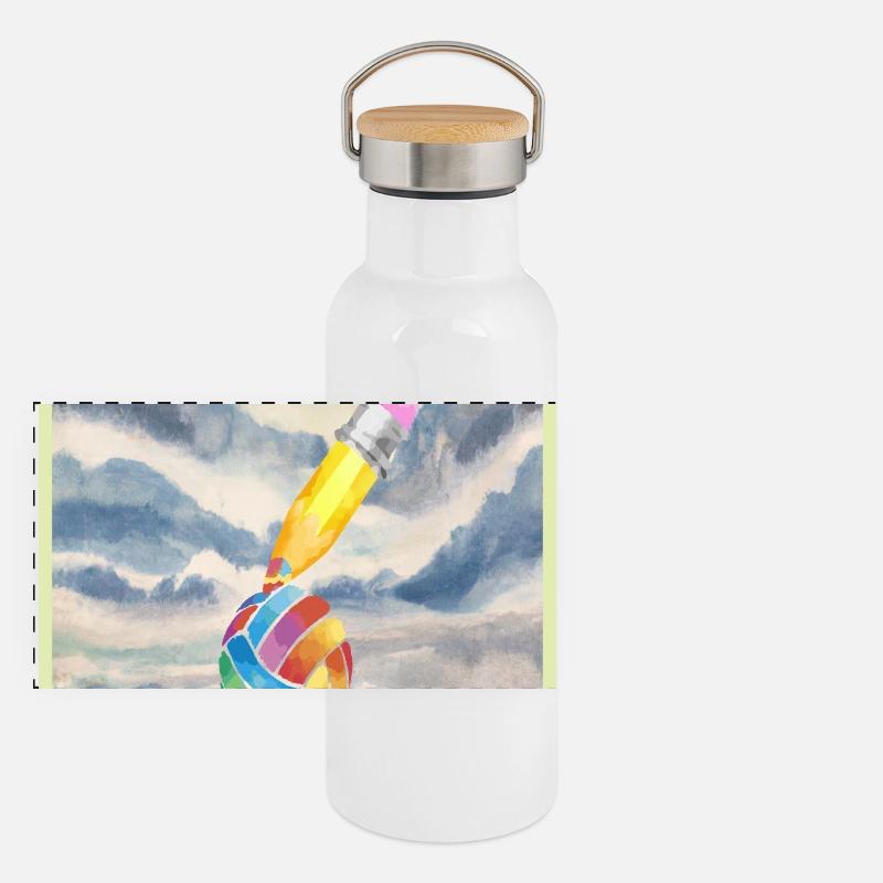 Aquarell Landschaft mit Ball Panorama Thermosflasche mit Bambusdeckel