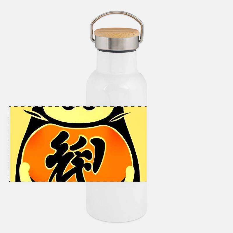 Maneki neko 4 Gourde isotherme avec bouchon en bambou