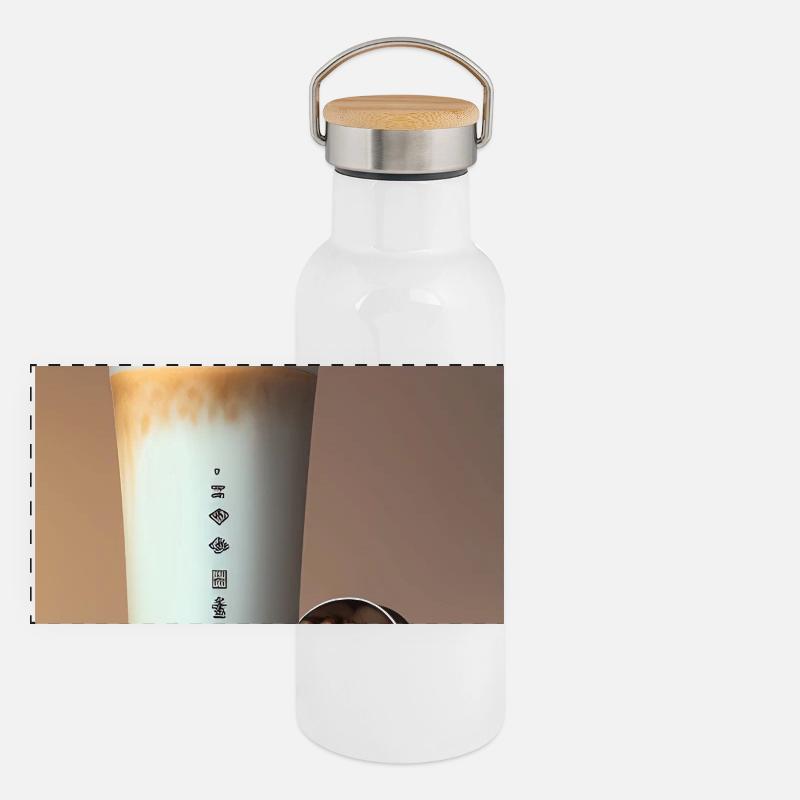 Kaffee, Kaffeebohnen Panorama Thermosflasche mit Bambusdeckel