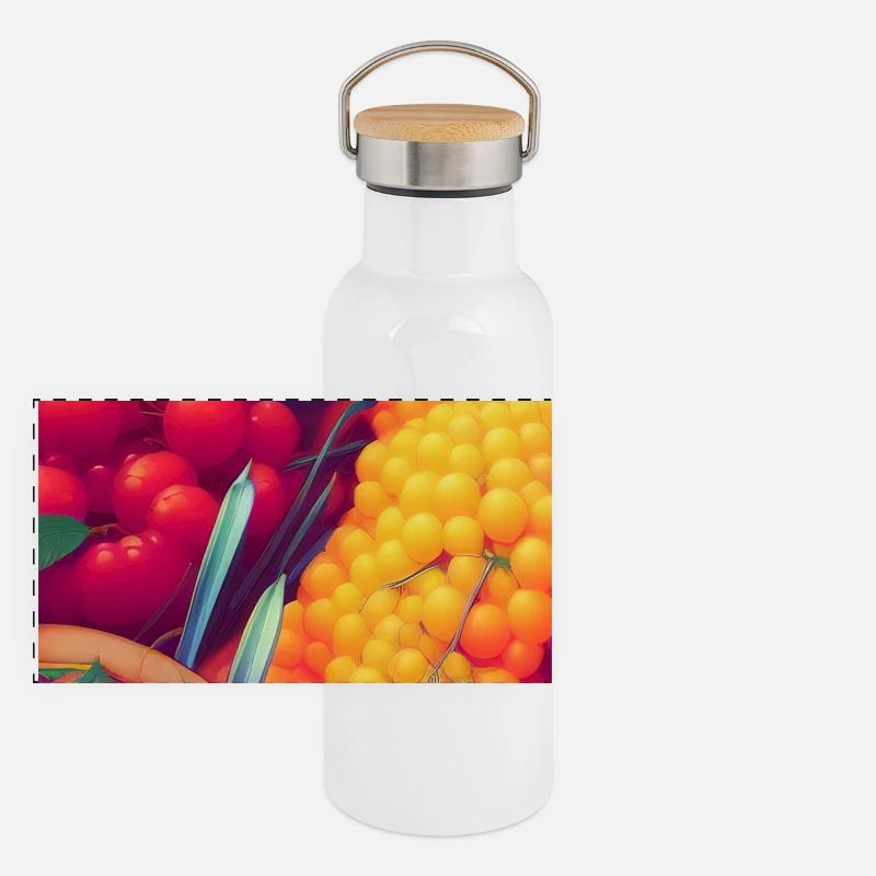 Früchte Panorama Thermosflasche mit Bambusdeckel