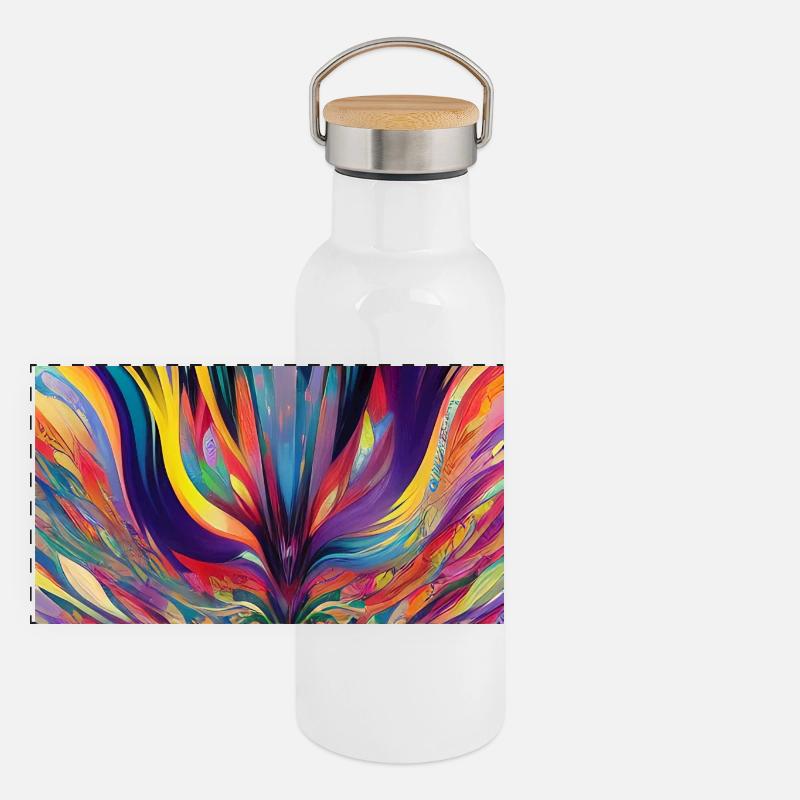 Abstrakte Kunst Panorama Thermosflasche mit Bambusdeckel