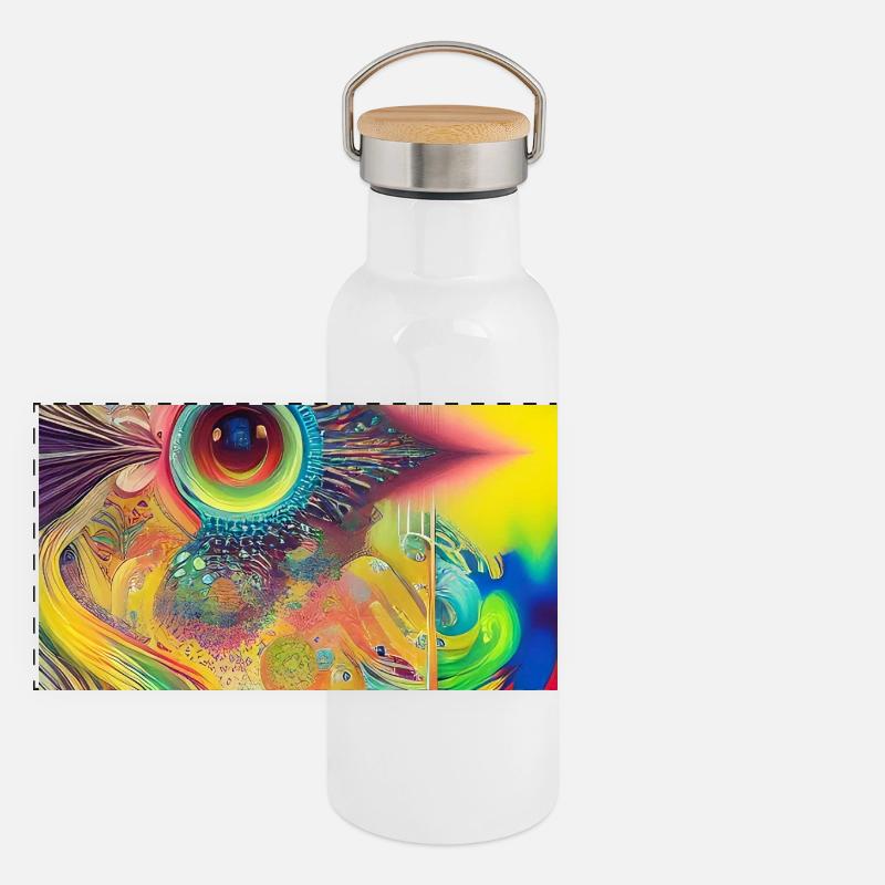 Abstrakte Kunst Panorama Thermosflasche mit Bambusdeckel