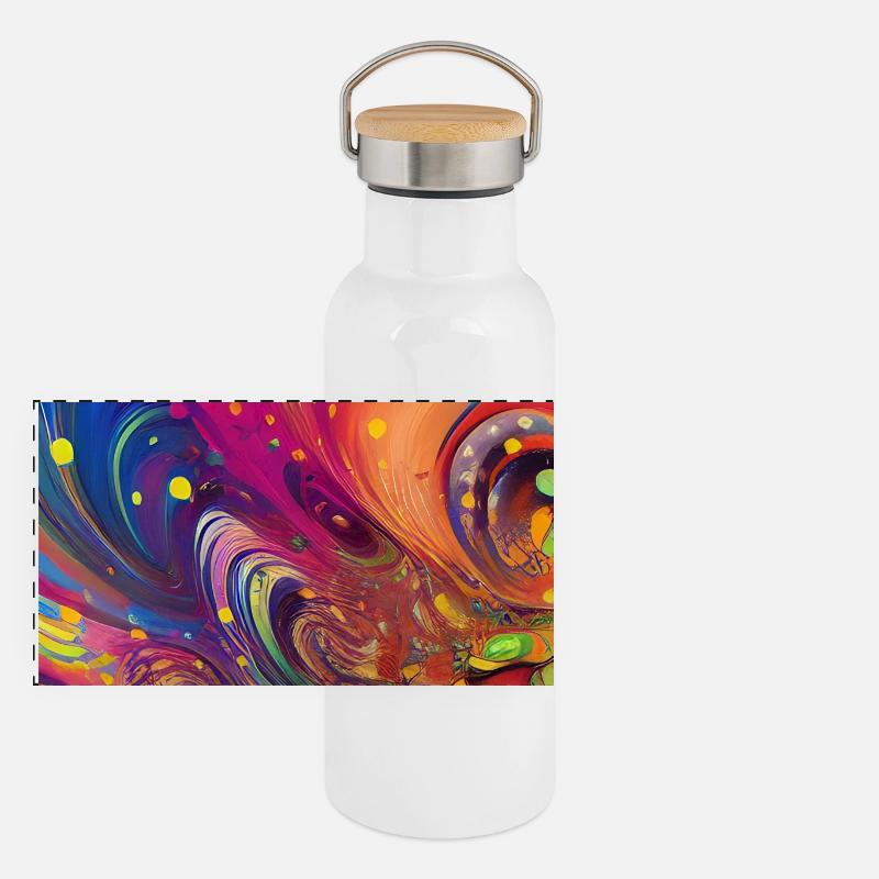 Abstract art Panoramic Thermal Bottle with Bamboo Lid