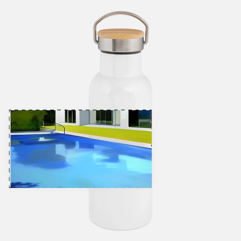 White villa with pool Panoramic Thermal Bottle with Bamboo Lid