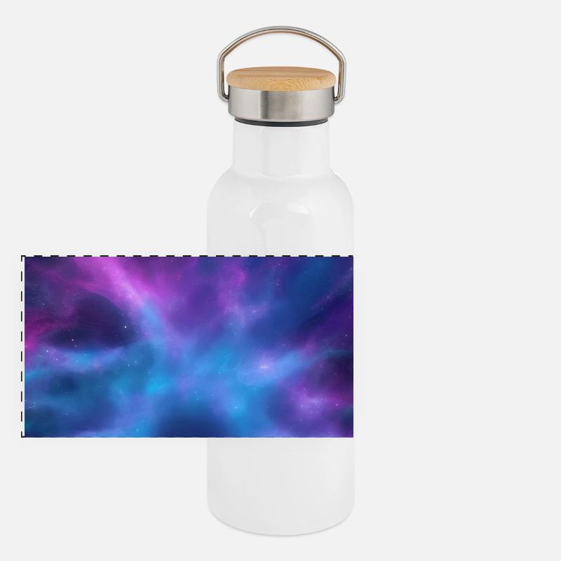 Galaxy Image Panoramic Thermal Bottle with Bamboo Lid