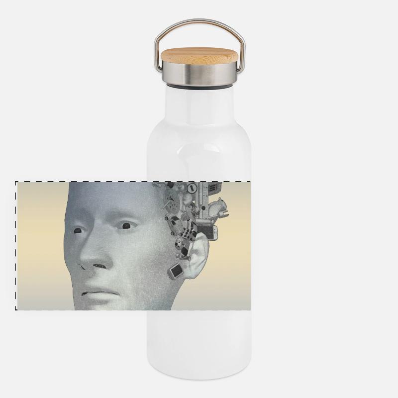 Technological urban bonding head Panoramic Thermal Bottle with Bamboo Lid