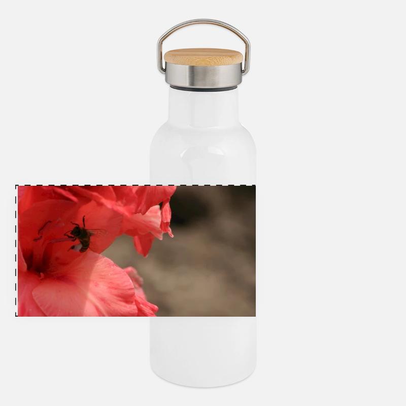 Gladiolus – starch in bloom Panoramic Thermal Bottle with Bamboo Lid