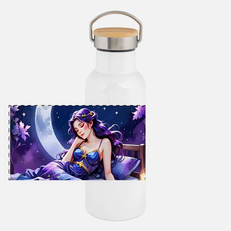 Lesen und Einschlafen Panorama Thermosflasche mit Bambusdeckel