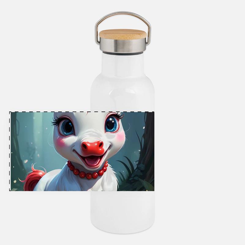 Süßes Einhorn Panorama Thermosflasche mit Bambusdeckel