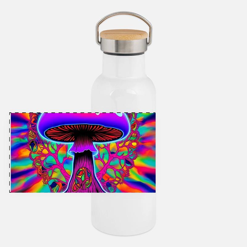 Champignon psychédélique Gourde isotherme avec bouchon en bambou