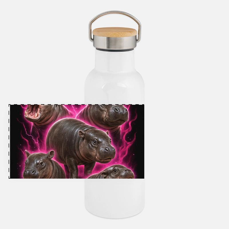 Moo Deng The terror Panoramic Thermal Bottle with Bamboo Lid